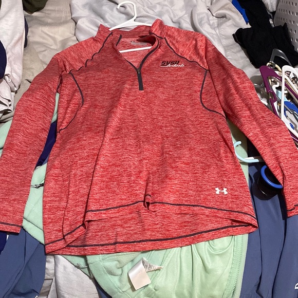 Large red pink quarter zip under armor - Picture 1 of 2